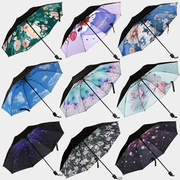 晴雨伞防晒防紫外线遮阳伞，雨伞女男两用太阳伞，黑胶便携耐用折叠伞