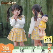 商场同款PawinPaw小熊童装秋季女宝宝套装衬衫短裙学院风