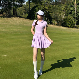 2024高尔夫连衣裙女夏季弹力高腰显瘦POLO运动短裙golf韩版蓬蓬裙