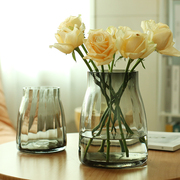 北欧花瓶玻璃透明创意，高级感客厅插花餐桌鲜花，水养玫瑰郁金香花器