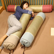夏季清凉藤席床头靠垫长条枕床上圆柱抱枕长型枕头抱着夹腿睡觉女