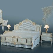 法式风格高档奢华全实木雕花，布艺公主床欧式别墅豪宅主卧室彩绘床