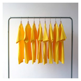 230克夏季纯色鲜黄色亮黄色圆领，重磅纯棉短袖，t恤男女bf风情侣宽松