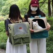 猫包双肩猫外出便携背包猫咪，宠物包大号(包大号)书包，帆布夏季装狗狗透气袋