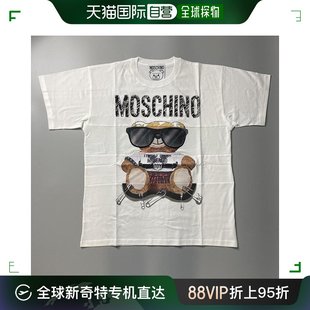 香港直发moschino女士白色小熊，戴墨镜(戴墨镜)系列t恤ev070255403001