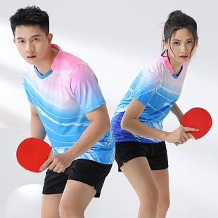 速干羽毛球服套装男女款兵乓球服网球运动服上衣夏短袖排球比赛服