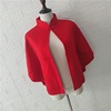 小斗篷仿羊绒短款搭配大红旗袍披肩女秋冬季纯色百搭外搭时尚洋气