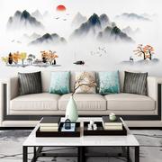2023现代简约新中式山水禅意电视背景墙壁纸贴画客厅沙发装饰墙贴