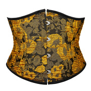 黄色马甲欧美宫廷塑身衣束腰带，腰封腰夹绑带式塑身衣提花