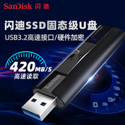 sandisk闪迪u盘512g高速usb3.2固态闪存盘，cz880商务加密金属优盘