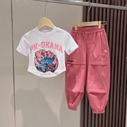 女童夏季短袖工装裤套装20235T恤6网红中大童夏季儿童裤子9岁