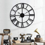 钟表挂钟客厅铁艺罗马数字饭厅装饰挂墙上复古金属时钟壁钟工业风