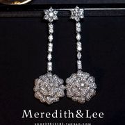 Meredith&Lee法式优雅浪漫玫瑰流苏满钻轻奢精致时尚结婚礼服耳环