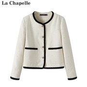 拉夏贝尔/La Chapelle小香风亮片短款上衣女秋装气质长袖外套