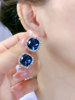 蓝色水晶耳钉耳环女2024年潮小众设计高级感轻奢网红时尚耳饰