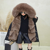 狐狸毛儿童(毛儿童)派克服皮草外套中长款内胆大毛领时尚2021男女童冬