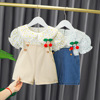 女宝宝夏装套装0一1-2-3岁网红女婴儿背带两件套女童洋气衣服