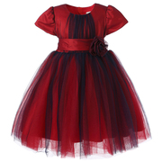 Hanakimi英国生日礼物女童红色蓬蓬裙花童礼服小公主裙子演出服