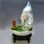 高档陶瓷艺术装饰品假山鱼缸盆景风水轮如来流水喷泉雾化器大摆件
