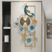 新中式客厅家用时尚钟表，简约现代风铁艺挂钟，餐厅轻奢大气挂钟时钟