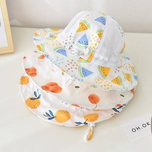 婴儿渔夫帽遮阳帽夏季薄款宝宝帽子，防晒帽男女，童帽儿童太阳帽网帽