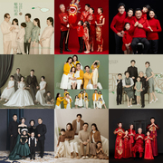韩版影楼全家福摄影服装，中国风主题，一家六口家庭装拍照亲子服
