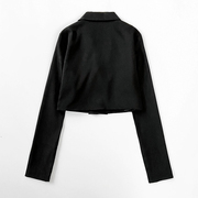 黑色休闲短款小西装，女2024年小个子韩版长袖，盐系外套秋春