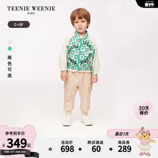 teenieweeniekids小熊童装24年春男宝宝格子拉链，棒球服外套