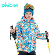 外套跨境电商phibee菲比小象，儿童滑雪上衣保暖冲锋衣防风防水