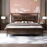 新中式实木床主卧1.8米双人床，婚床1.5m单人床，中国风乌金木家具