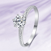 18k金钻石(金钻石，)戒指六爪微镶1克拉钻戒，培育钻石求订婚结婚礼物戒指