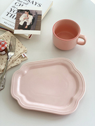 安木良品大牌订单法式ins粉色，公主风珠点花边，釉下彩陶瓷西餐盘