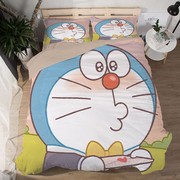 哆啦A梦卡通床上用品叮当猫四件套床笠男孩儿童床单被套1.2三件套