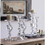 powkhome欧式透明水晶玻璃，烛台烛光晚餐婚庆家居，样板房装饰品摆件