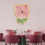 LED创意餐厅挂钟现代花朵客厅简约钟表北欧时尚挂墙卧室房间挂表