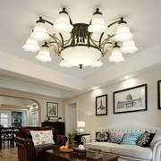 美式吊灯客厅主灯卧室，吸顶大气铁艺，轻奢欧式复古朝下简欧大厅灯具