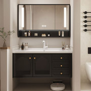 法式橡木浴室柜组合洗手智能洗漱台陶瓷，一体洗脸盆实木卫生间套装