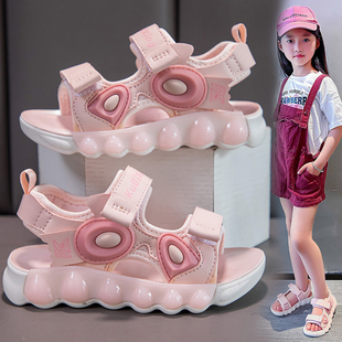 ABC Fans女童凉鞋2024夏季小女孩夏季鞋中大童软底运动沙滩鞋