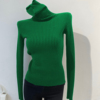 高领绿色打底衫女秋冬内搭堆堆领毛衣洋气2023气质修身针织衫