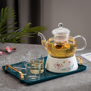 下午茶玻璃加热蜡烛花茶壶水果茶茶具欧式花茶杯套装花茶盘玻璃杯