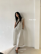 夏上新PANPAN大牌简约条纹无袖衬衫小衫+半身长裙套装两件套