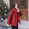 红色羊羔毛机车服女冬季高级感皮毛一体短款东北加厚加绒棉服外套