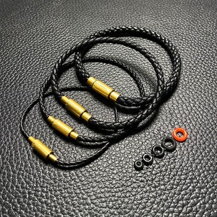 按扣粗2345毫黑皮绳手链，串饕餮转运珠，替换绳串黄金手绳成品送隔圈