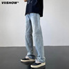 VIISHOW高街长裤2023美式牛仔裤窄版显高显瘦男渐变复古潮牌裤子