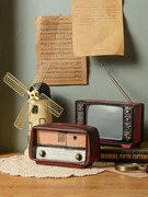 复古留声机摆件客厅欧式怀旧电视机收音机模型，拍照道具家居装饰