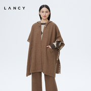 lancy朗姿羊毛无袖针织外套，女2022秋季显瘦休闲通勤毛衣上衣