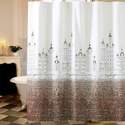 城堡欧式浴帘防水加厚防霉卫生间窗帘套装，隔断帘咖啡馆色浴室布
