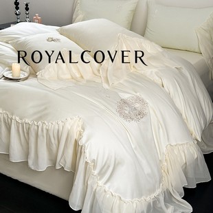 罗卡芙法式100支长绒棉公主，风贡缎全棉四件套纯棉床上用品床单被