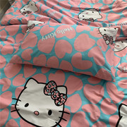 儿童床单学生宿舍单人寝室纯棉被套Kitty猫T床上三件套老粗布