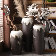 复古陶瓷落地花瓶客厅插花摆件，现代简约欧式假花花插家居大号花盆